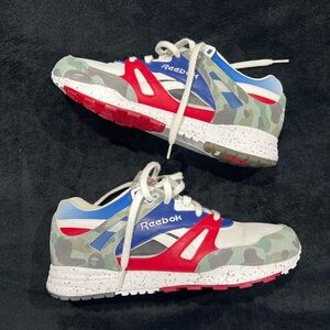 A Bathing Ape x Reebok Men's Camouflage Sneakers - Red, Blue, Green